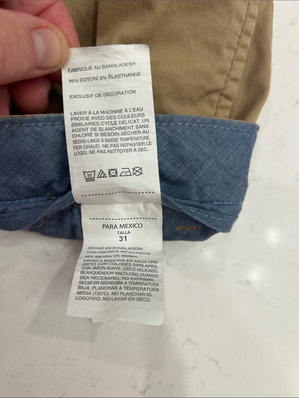 Original Penguin Chino Shorts 31 Khaki Stretch Cotton Flat Front Casual - Picture 11 of 13